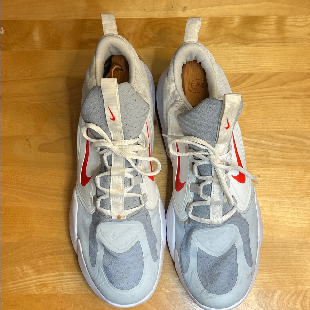 Nike White and Gray Shoes with Red Accent
